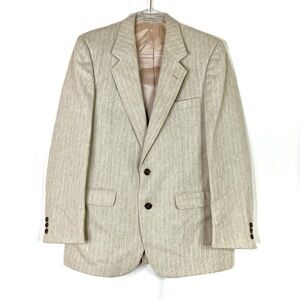 Baycrest | Men's Wool Blend Light Beige Pinstripe Sport Coat Suit Jacket 41R